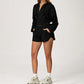 LOOSE HOODED AND FULL ZIPPER SWEATSHIRT + DRAWSTRING SHORTS 2 PIECES SET