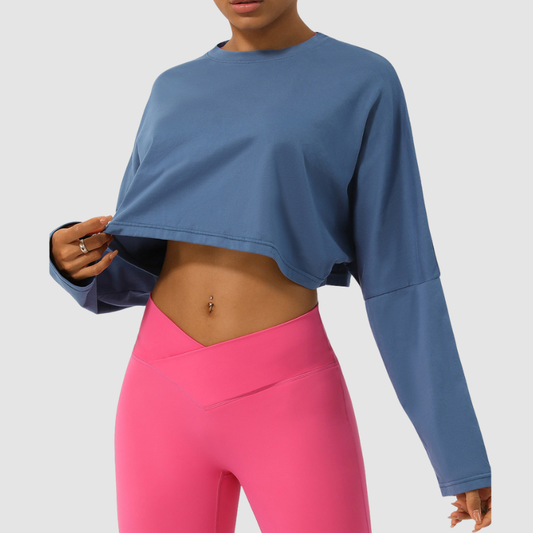 Wholesale Cropped Long Sleeve Yoga Top | Wonderxfans bulk activewear