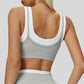 Fake two-piece contrast color stitching sports bra