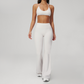 Wholesale Seam-Detail Sports Bra & High-Waist Flare Leggings Set – Brushed Yoga 2-Piece