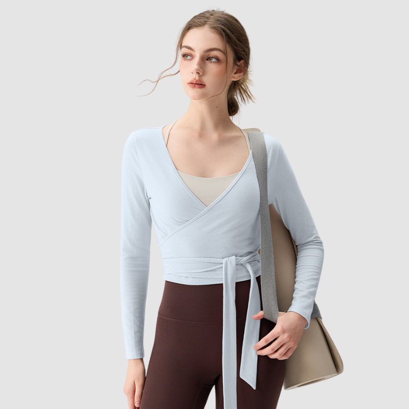 Wholesale Slim Fit Tie Front Yoga Top