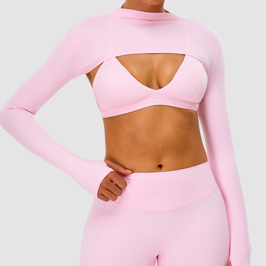 Wholesale Naked-Feel Half-High Collar Long-Sleeve Yoga Shrug – Cutout Sports Cardigan Coverup