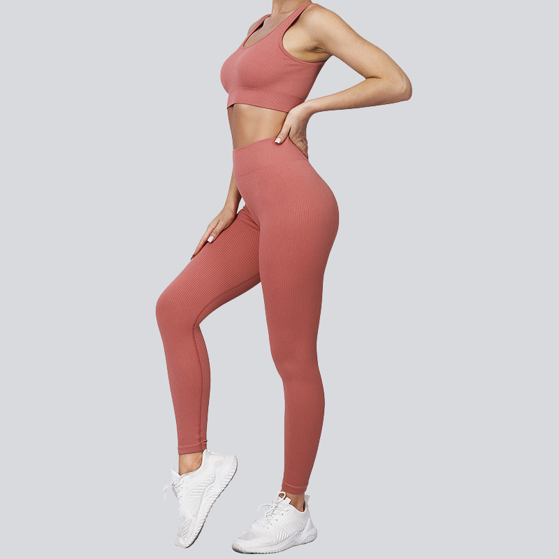 Leggings de yoga sin costuras y juego de dos piezas
