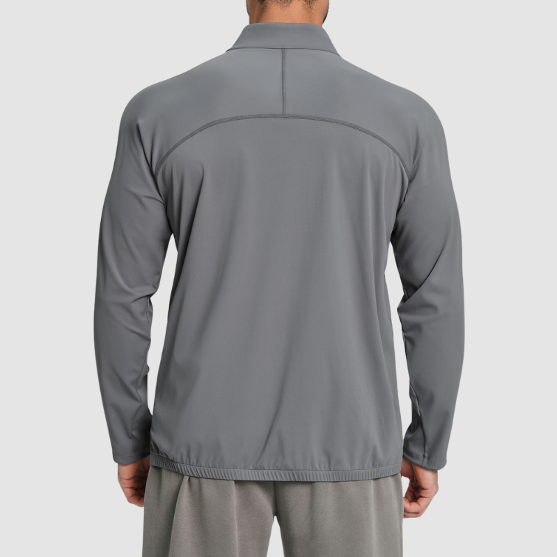 Wholesale Men's Mock Neck Long Sleeve Athletic Jacket – Moisture-Wicking Gym Fitness Training Outerwear