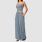 Wholesale Women's Stripe Tank Top & High-Waist Tummy Control Wide-Leg Pants