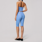 Wholesale Women's Deep V high-elastic polka-dot vest + high-waisted Capri Shorts Set