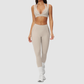 Wholesale Naked-Feel Stripe-Detail Sports Bra & High-Waist Leggings Set – Sculpting Yoga 2-Piece