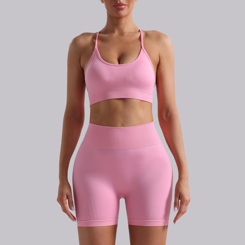 Seamless beautiful back bra + shorts two-piece set