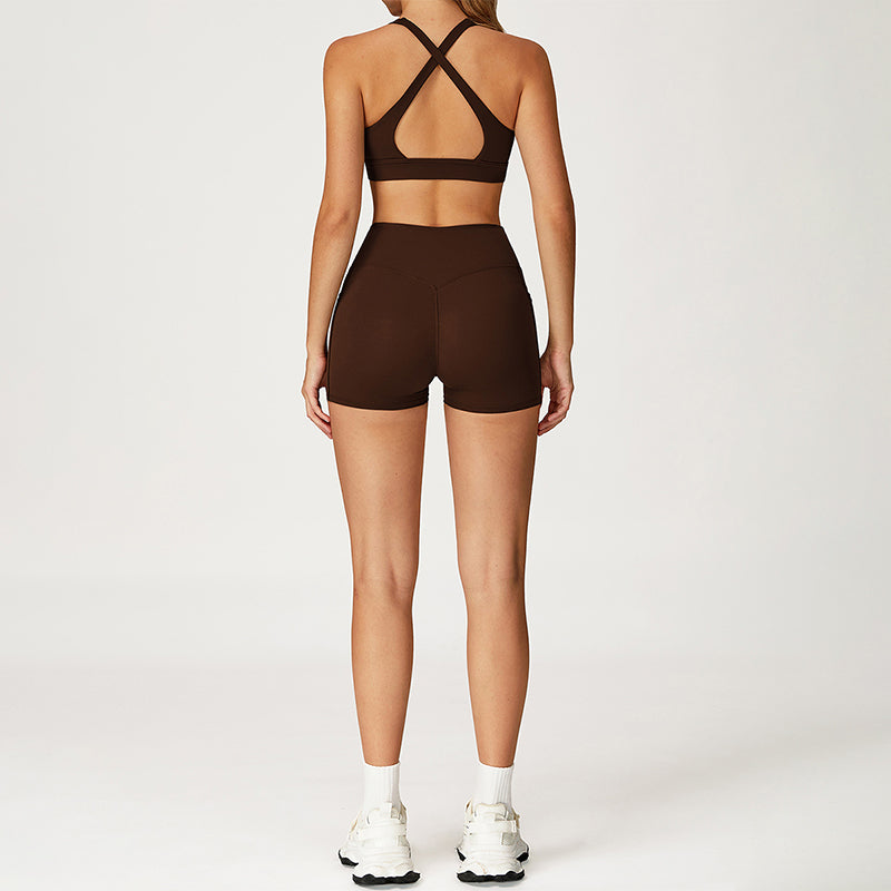 SPORTS BRA+High-waist shorts 2-PIECE SET