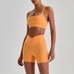 Wholesale Brushed Naked-Feel Open-Back Sports Bra & High-Waist Shorts Set – Sculpting Yoga 2-Piece