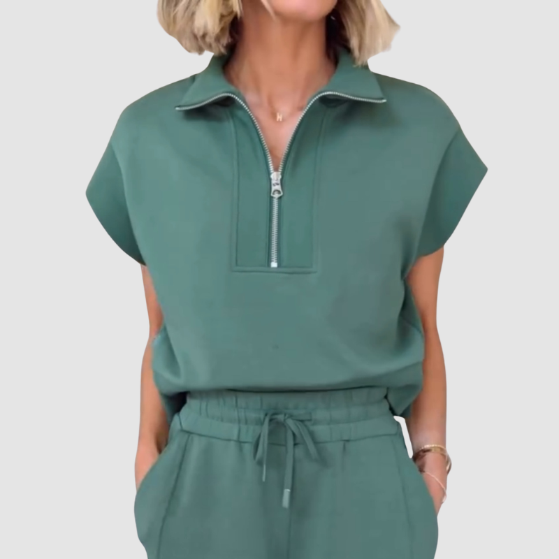 Wholesale short sleeved sweatshirt+loose shorts 2-piece | Wonderxfans bulk activewear