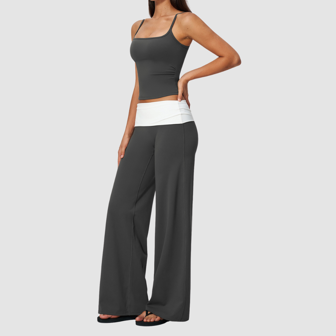 Wholesale Women’s Padded Strap Tank & Wide-Leg Yoga Pants Set