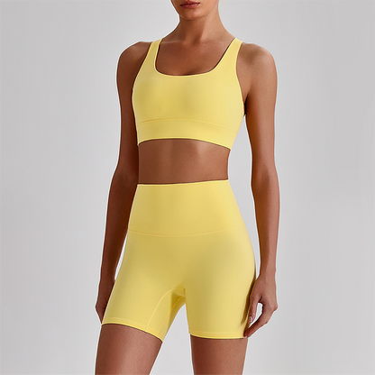 Wholesale Women's Quick-Dry Naked Feel Vest+Fitted Biker Shorts Yoga Set