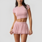Wholesale Women's Tennis Set: Short Sleeve Top & Skirt – Quick-Dry Anti-Exposure