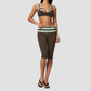 Wholesale Women's Polka Dot & Stripe Yoga Set Halter Neck Sports Bra & Capri Pants w/ Chest Pad