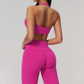 Halter Sports Bra + High-waisted Flared Leg pants 2-Piece Set