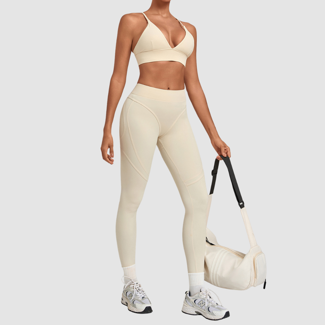 Wholesale Women’s Spliced Cami Sports Bra & Cropped Leggings Yoga Set