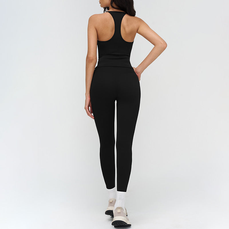 Racerback tank top + high-waisted leggings 2-piece set
