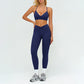 Removable bra pads + high-waisted pleated leggings 2-piece set