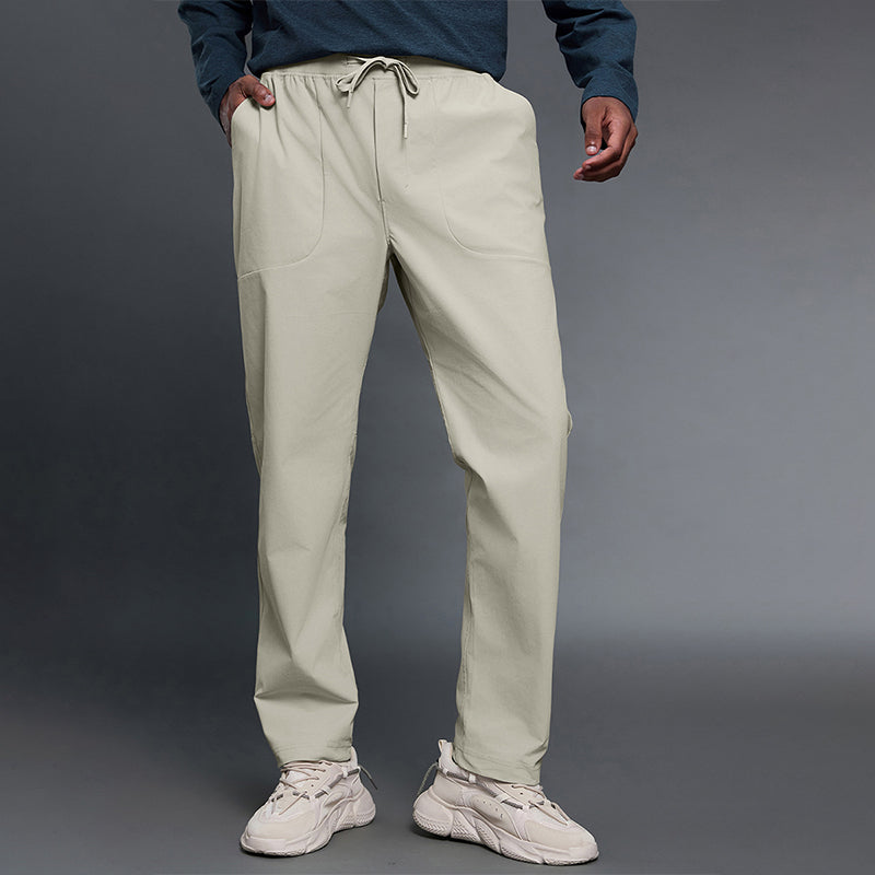 Elastic Waist Straight Leg Casual Pants