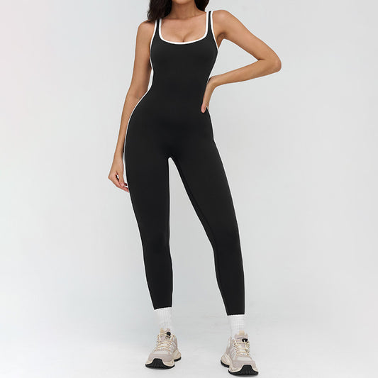Wholesale Women's Color-Blocked Backless Sleeveless Jumpsuit | Wonderxfans bulk activewear