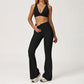 Triangle Cup Sports Bra + Flared Leg Pants 2-Piece Set