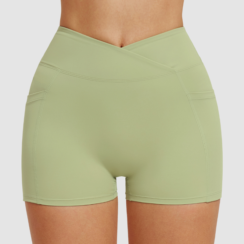 Wholesale women's solid color high-waisted shorts