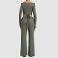 Wholesale Women’s Tie-Front Zip Yoga Cover-Up & Straight-Leg Pants Set