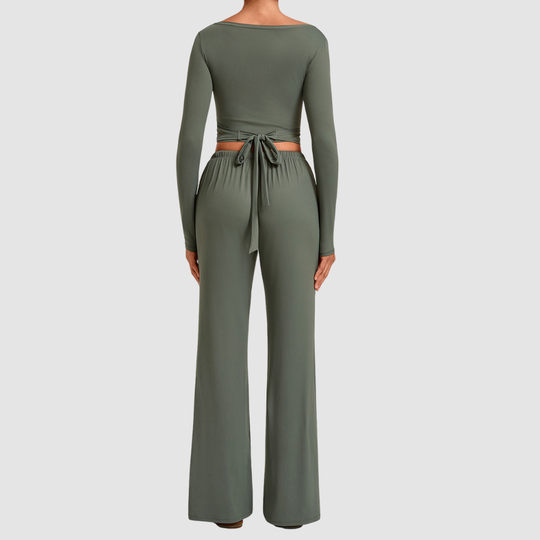Wholesale Women’s Tie-Front Zip Yoga Cover-Up & Straight-Leg Pants Set