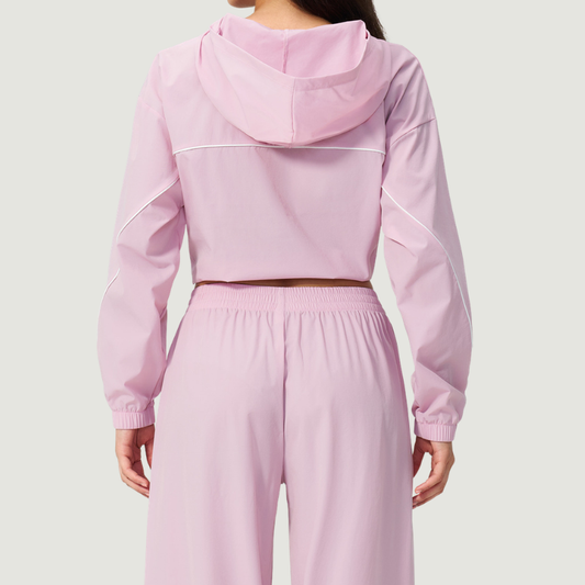 Wholesale Women's UPF50+ Sun Protection Colorblock Cropped Hoodie Jacket – Lightweight Breathable Outdoor Running Sportswear