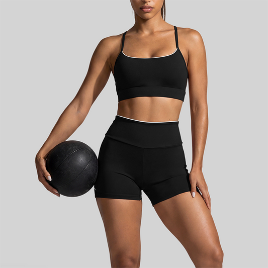 Wholesale Women Color-Block Y-Shape Back Bare-Feel Tank Top & Shorts Set (Pre-sale)