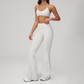 Wholesale Seam-Detail Sports Bra & High-Waist Flare Leggings Set – Brushed Yoga 2-Piece