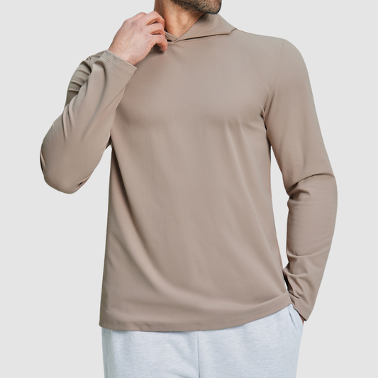 Wholesale Men's Hooded Long Sleeve Athletic Top – Moisture-Wicking Gym Fitness Training Shirt