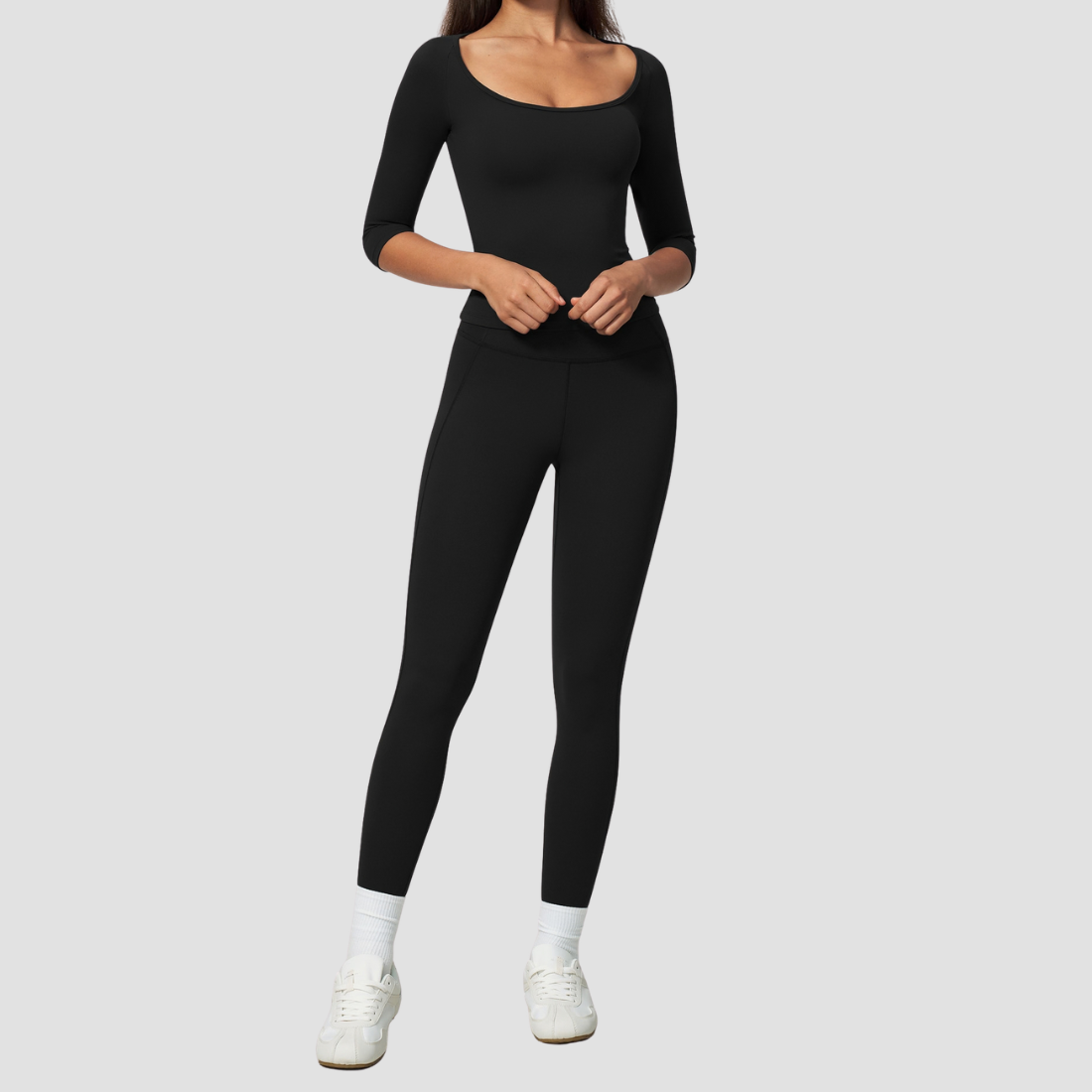 Wholesale Women's Mid-Sleeve Long Pants Yoga Set