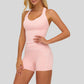 Contrasting racerback tank top+High waisted shorts 2-piece set