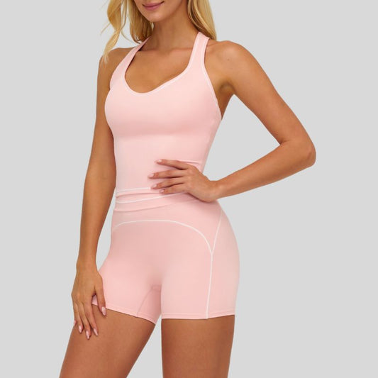 Wholesale Contrasting racerback tank top+High waisted | Wonderxfans bulk activewear