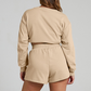 Wholesale solid color long sleeved sweatshirt+shorts set