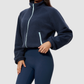 Wholesale Women's Activewear Plush Stand-Collar Zip Cropped Sports Jacket