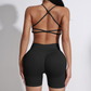 Women's beautiful back strap sports bra + yoga shorts two-piece set
