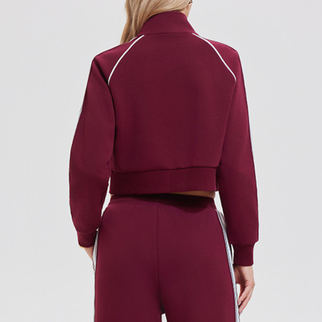 Women's Activewear Color-Block Jacket & Straight-Leg Pants Sports Set