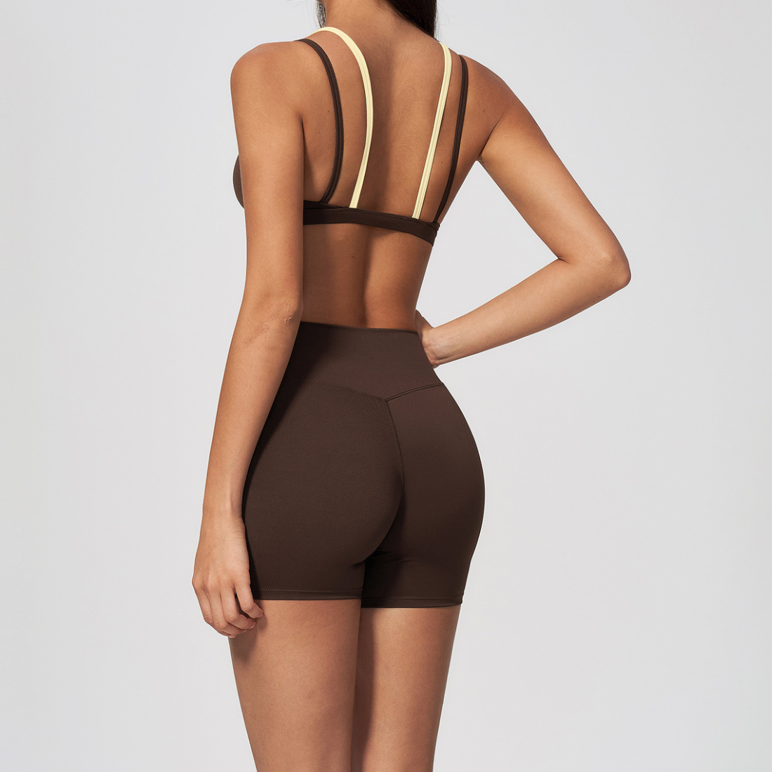 Wholesale Wholesale Triangle Cup Yoga Set – Naked-Feel Seamless Bra+ Fitness Shorts