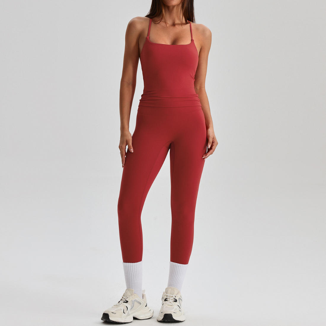 Women's Activewear Padded Sleeveless Top & Straight-Leg Pants Yoga Set