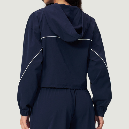 Wholesale Women's UPF50+ Sun Protection Colorblock Cropped Hoodie Jacket – Lightweight Breathable Outdoor Running Sportswear