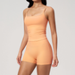 Wholesale Women's Brushed Tank Top & Booty-Lift Shorts Set – Seam-Detail Naked-Feel Yoga 2-Piece Set