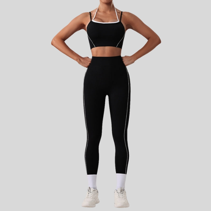 Faux two-piece bra + A-line skirt 2-piece set