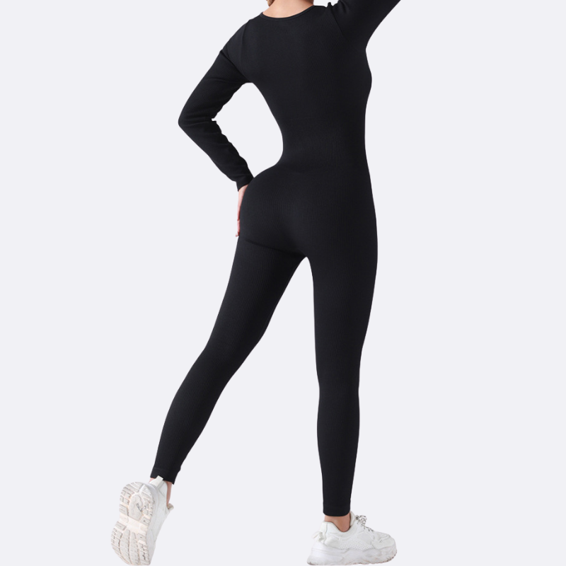 Women's Strapped Ribbed Jumpsuit Sports Yoga Bodysuit