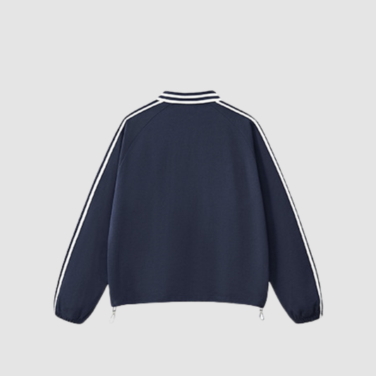 Wholesale Men's Striped Cotton Polo-Collar Sweatshirt