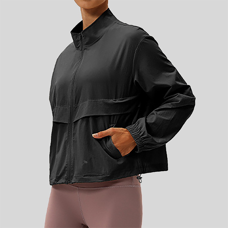 Women's Outdoor Windbreaker Loose Casual Yoga Jacket with Stand Collar