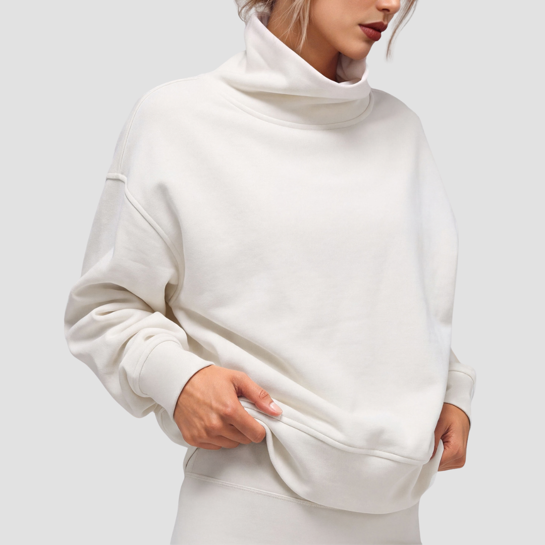 Wholesale Women's Mock Neck Casual Long-Sleeved Sweatshirt