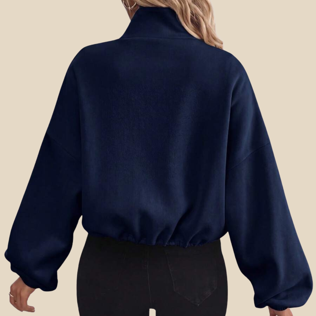 [Women's Casual Activewear] Fleece-Lined Stand-Collar Zip Jacket